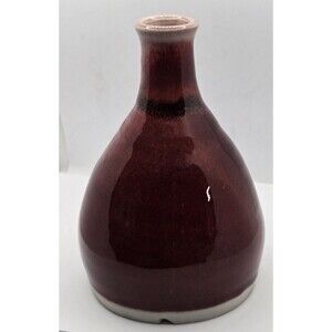 Beautiful Studio Art Pottery Bud Vase with Ox Blood Glaze
